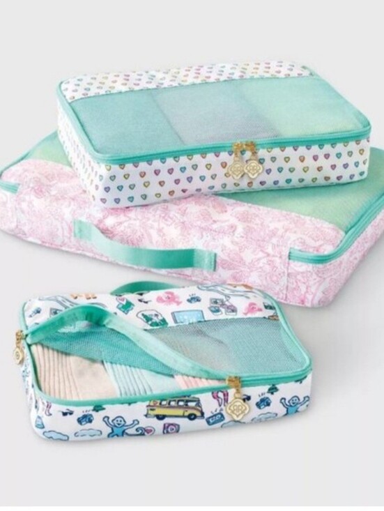 Roller Rabbit Handbags - NWT 3pc Packing Cube Set White/Teal - Roller Rabbit x Target